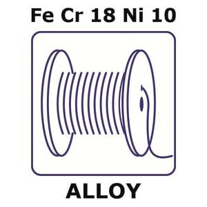 Stainless Steel - AISI 304 alloy, FeCr18Ni10 20m wire, 0.5mm diameter, annealed