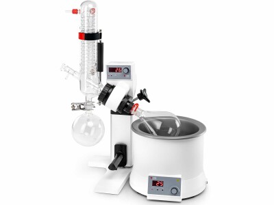 RE100-S package Rotary Evaporator with set of glassware vertical include 18900476 condenser (1200cm²,1000ml) and LED heating bath 18101888 (package separately)