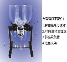 A complete 47mm 3-station comes with mounting hardware, Glass Sample Reservoir, Disk Holder and 25×200mm Sample Collection Vessel.