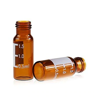 Виалы 2ml Amber Glass, Flat Base,9-425 Screw Thread Vial with label